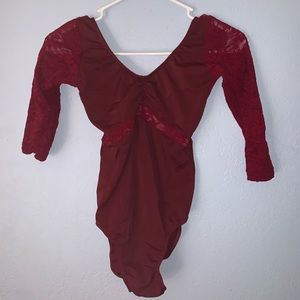 Lacy Maroon leotard from classindancewear